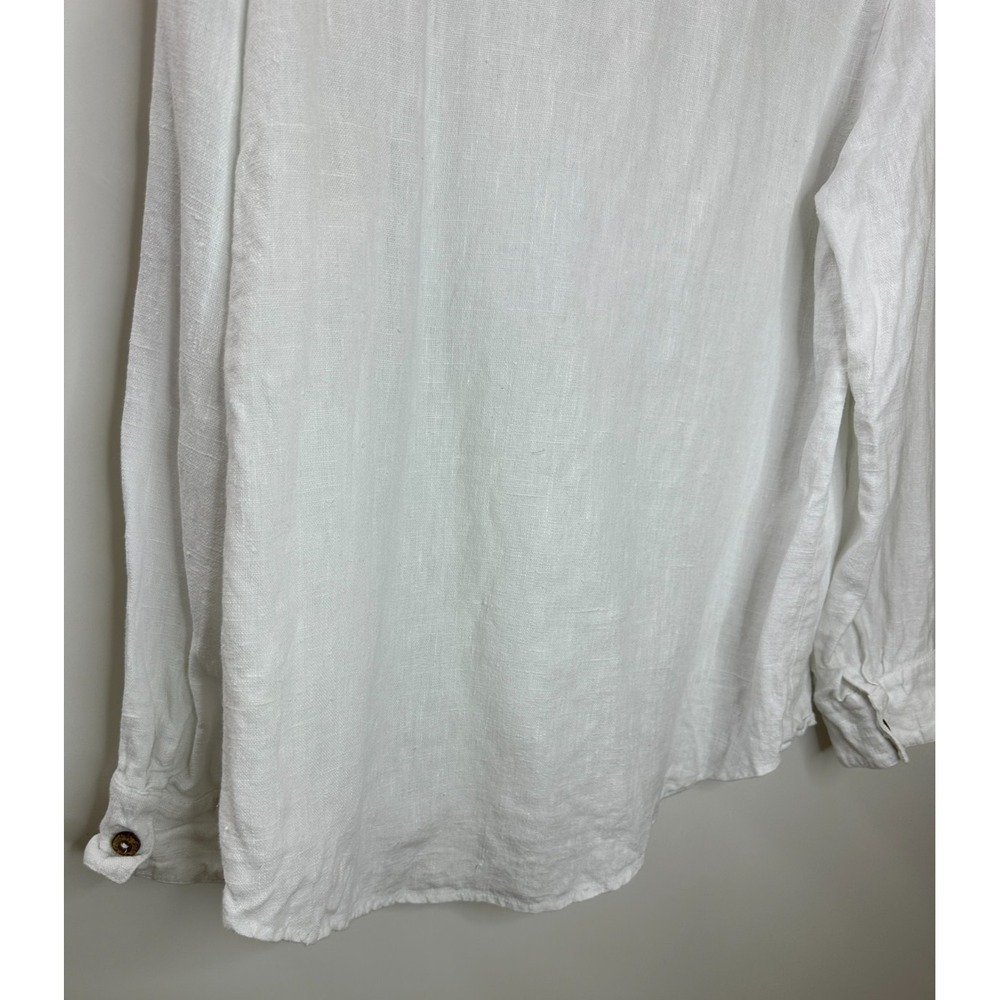 Freya Lillie White Linen Organic Cotton Boyfriend Fit Button Up Shirt UK 14-16 - Picture 9 of 12